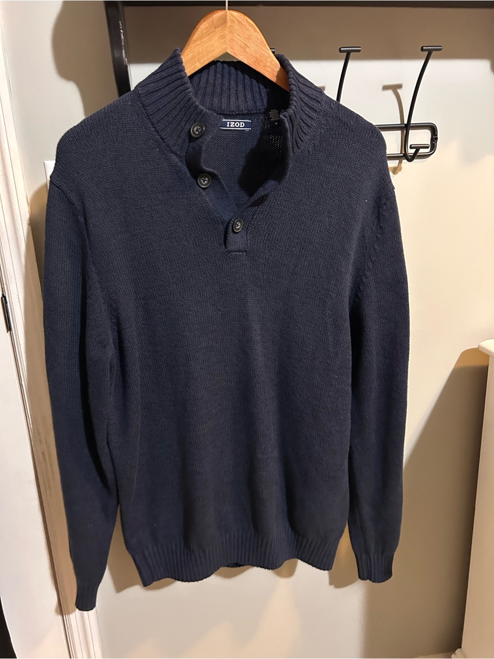 Izod Navy Zip-Style Shawl Collar Men’s Sweater